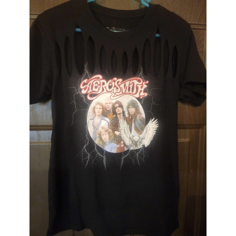 Aerosmith - 2017 Black Shirt. Ladies. S. (Fancy Front With Cut Out Detail).